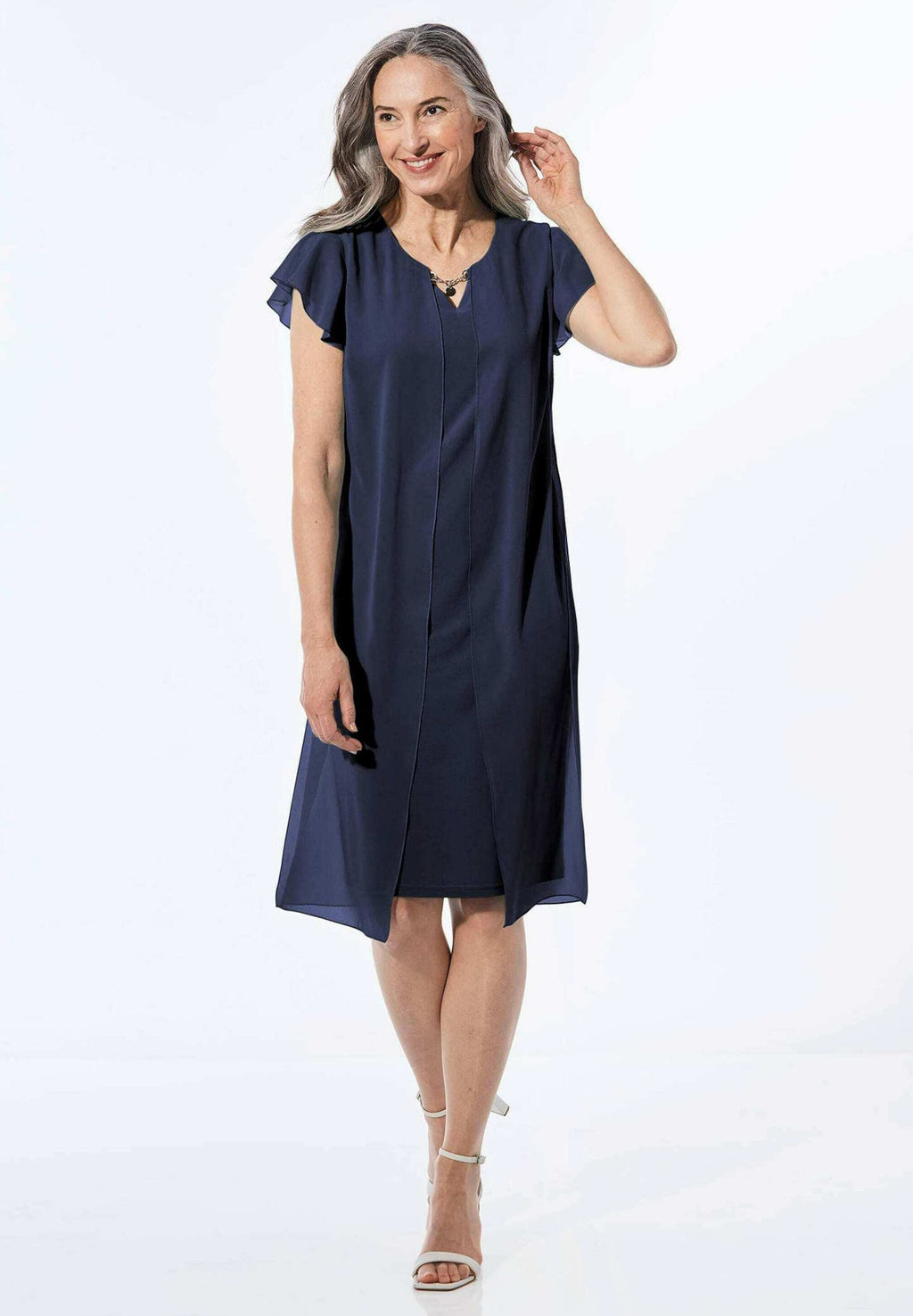 GOLDNER Petite day dress navy – view 2