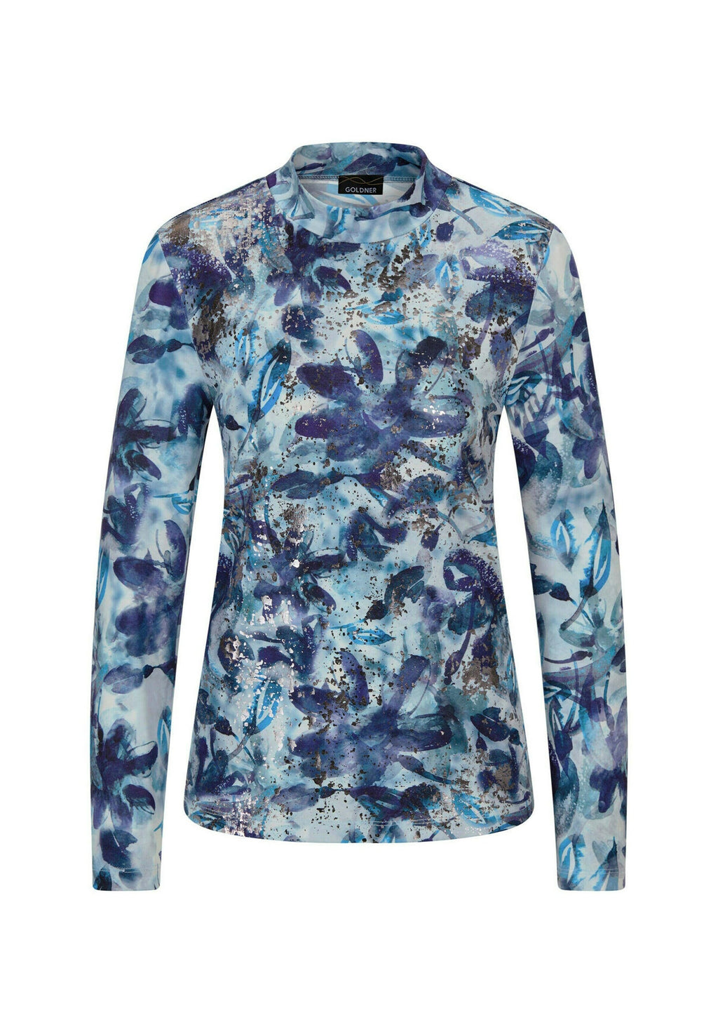 GOLDNER Drucks Petite long sleeved top blue patterned – view 5