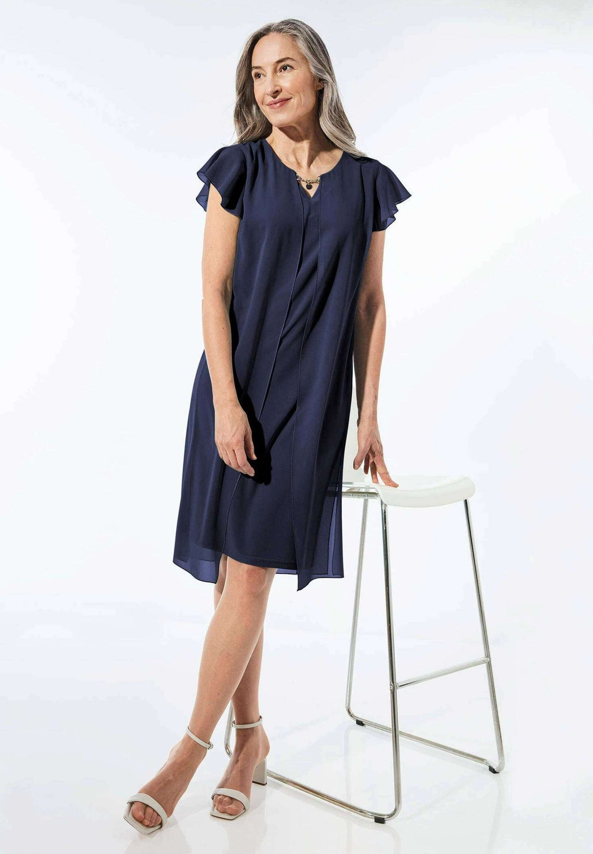 GOLDNER Petite day dress navy – view 5