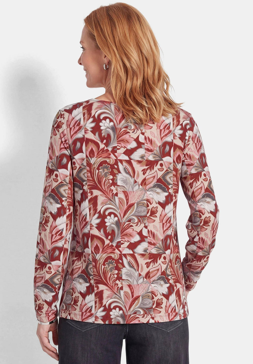 GOLDNER Shirt Petite long sleeved top red patterned – view 3