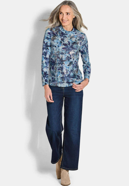 GOLDNER Drucks Petite long sleeved top blue patterned – view 2