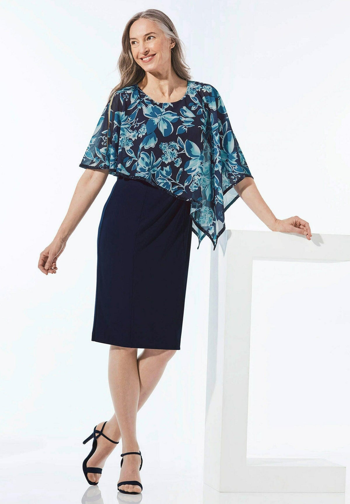 GOLDNER jersey dress navy – view 5