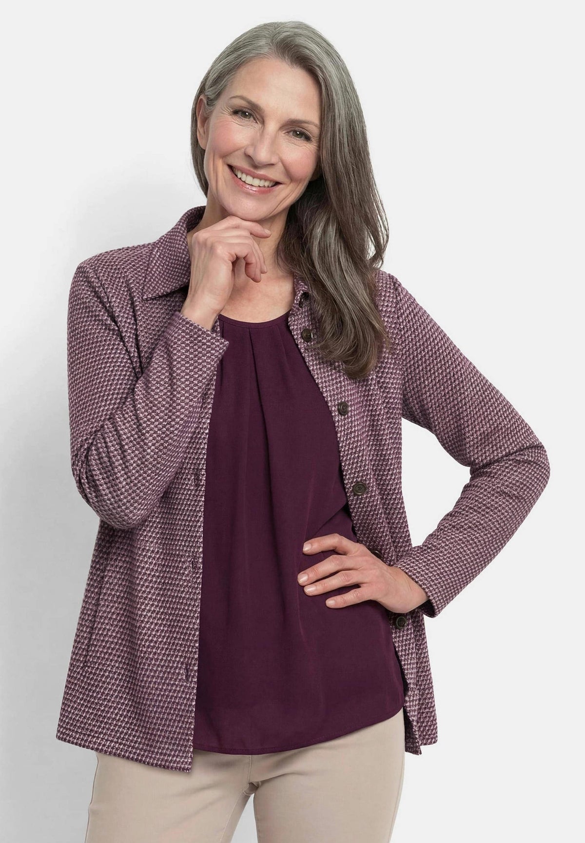 GOLDNER Jacke Petite Hemdjacke pepita bordeaux – view 5