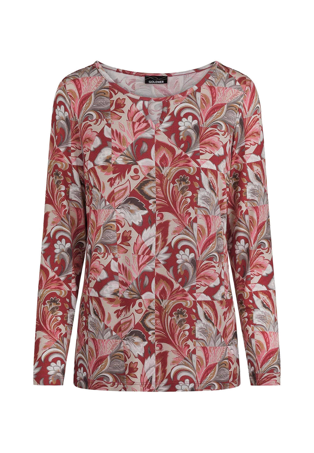 GOLDNER Shirt Petite long sleeved top red patterned – view 6