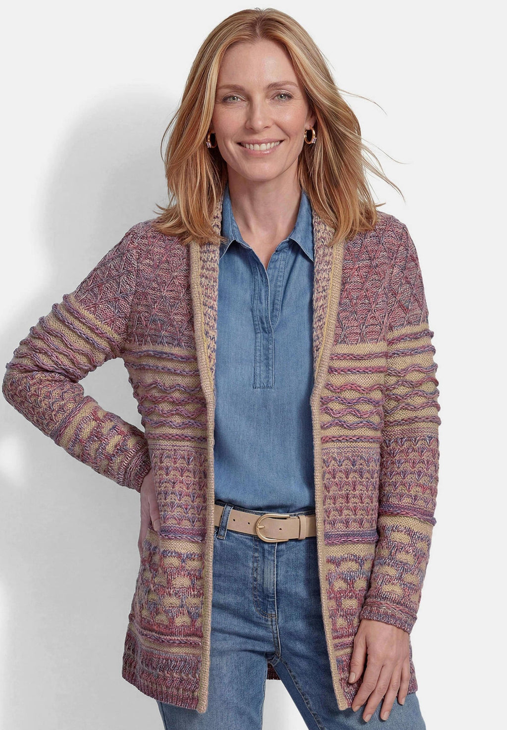 GOLDNER Strickjacke cardigan colourful patterned – front view