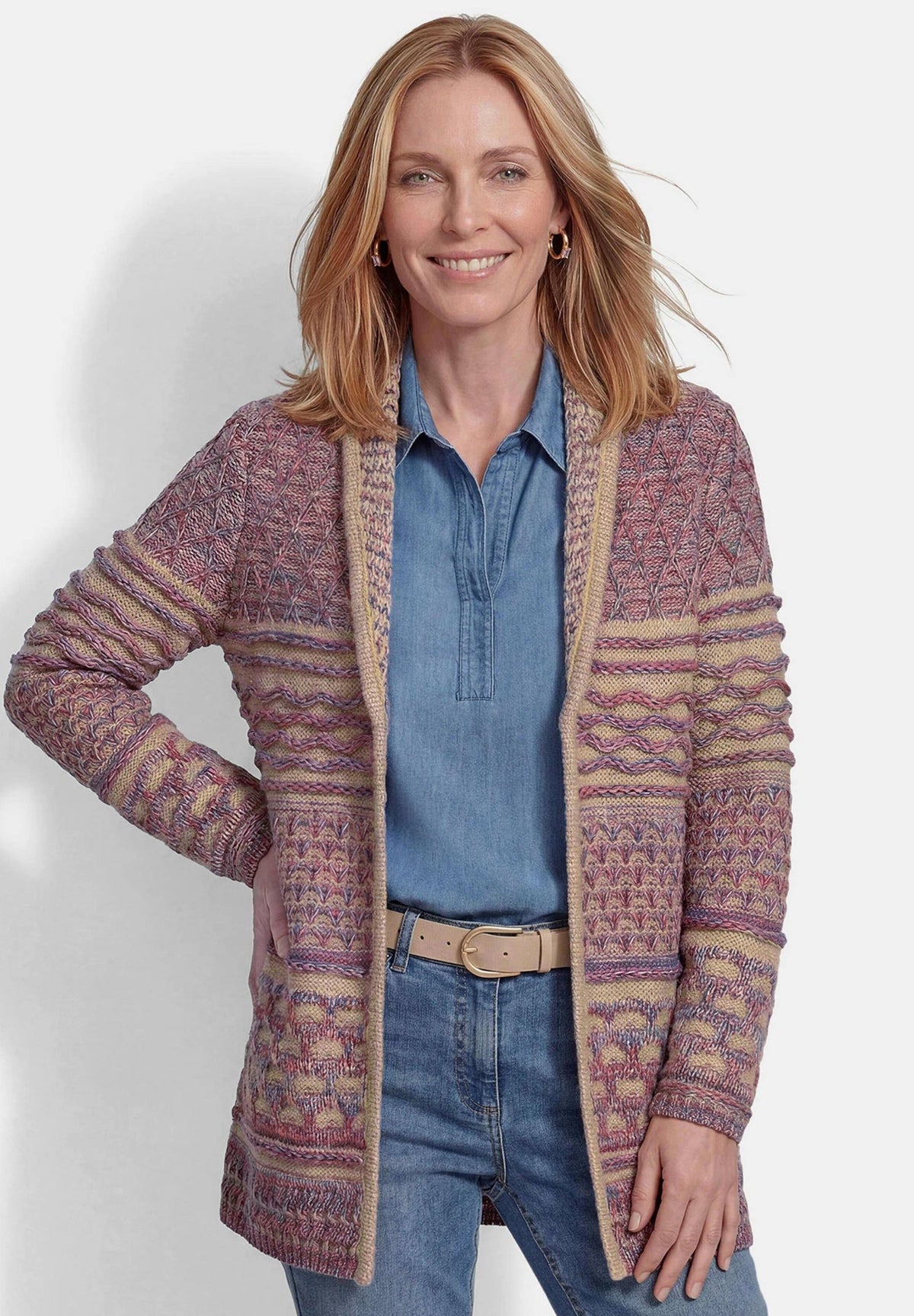 GOLDNER Strickjacke cardigan colourful patterned – front view