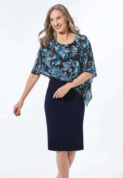GOLDNER jersey dress navy – front view